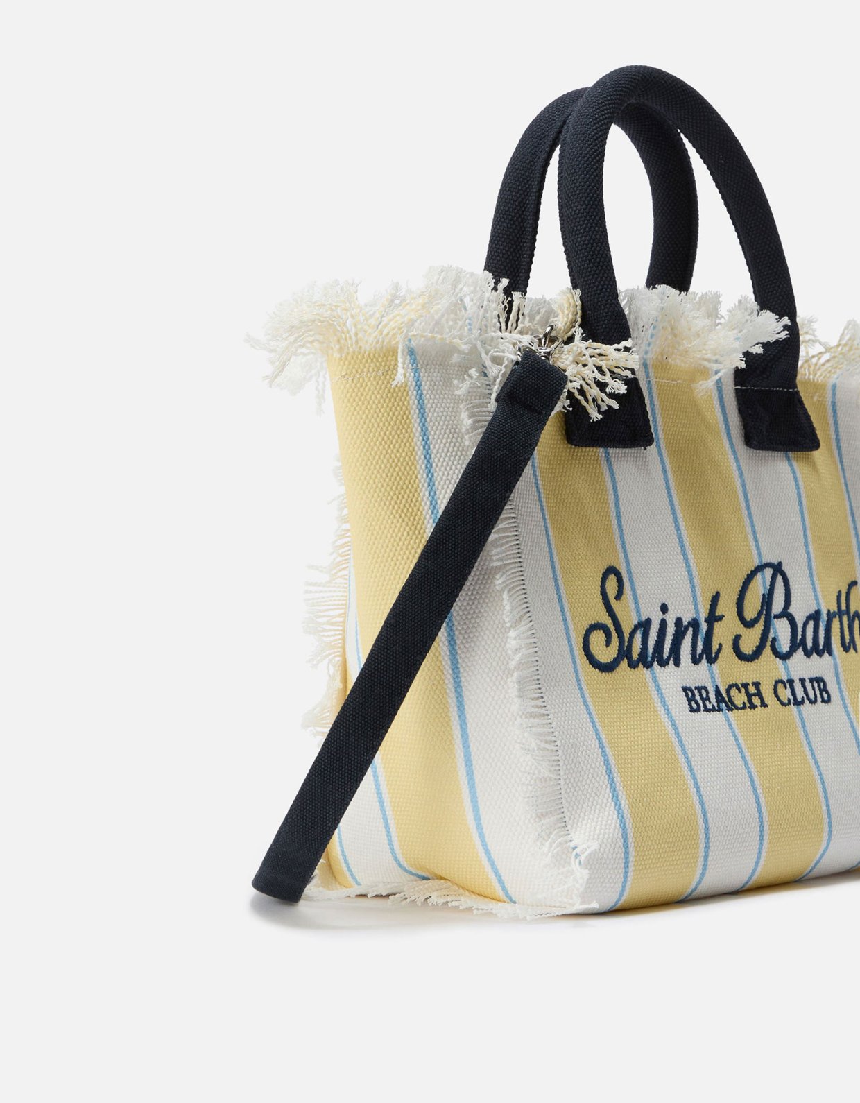 MC2 Saint Barth Colette canvas bag with yellow stripes and embroidered logo